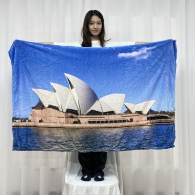 China Folded Quality Sydney Opera House Flannel Fleece Blanket Australia Symbol Digital Penetration Printing Blanket for sale