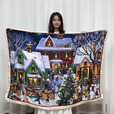 China Christmas Folded Eve Snow Theme Blanket Mixloading of Eve Quality Christmas Faux Fur Fleece Blanket for sale