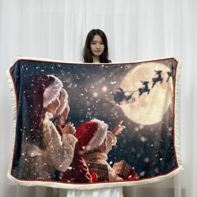 China Factory Direct Folded Christmas Theme Blanket Digital Printing Blanket Sublimation Blanket In Small Quantity for sale