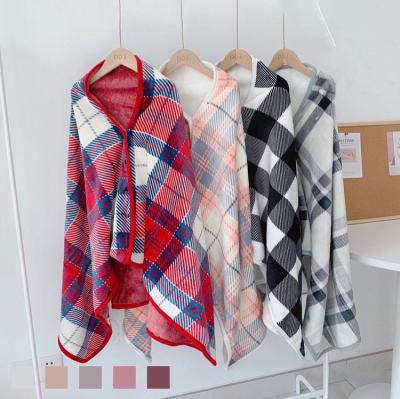 China PORTABLE Multifunctional Super Soft Flannel Blanket Tartan Blanket Stain Merchandise Cape Shawl Blanket for sale