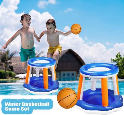 China Outdoor Entertainment Inflatable Pool Float Set Volleyball Net And Basketball Hoops Floating Pool Swimming Game Toys for sale