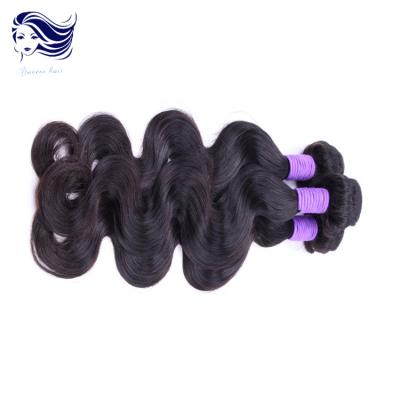 China Extensiones peruanas del pelo de la Virgen del negro azabache, ningunas extensiones de vertimiento del pelo en venta