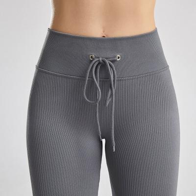 China Antibacterial Ribbed Yoga Pants Seamless Women Lift Cord Crac! crack! Sports Gaiters Fitness Pants Tights Gym Workout Legging for sale