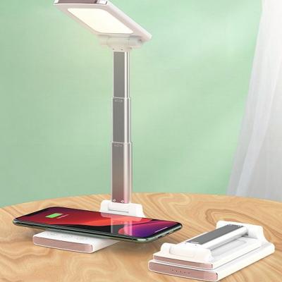 China Phone Factory Price 5W LED Desk Lamp Table Lamps With Fast Charging Foldable 15W Wireless Charger For Mobile Phone for sale