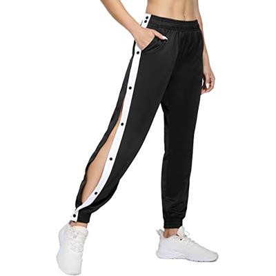 China Sustainable Women's Button Snatch Warm Up Pants Split High Wide-Leg Pants Sweatpants for sale