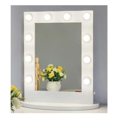 China Luxury Mirror Desk Light Hollywood LED Dressing Table Mirror Luxury Aluminum Smart Mirror Large With Big LED Bulbs for sale