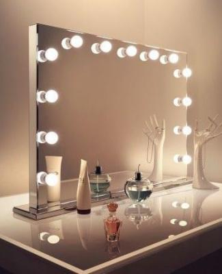 China Beauty Desk Large Size Table Fashion Mirror Makeup Mirror Hollywood Desk Mirror with Lights for sale