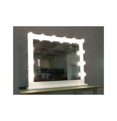 China Hollywood Mirror Factory Outlet Light Luxury Elegant Makeup Desk Mirror Aluminum Mirror With Large LED Bulbs for sale