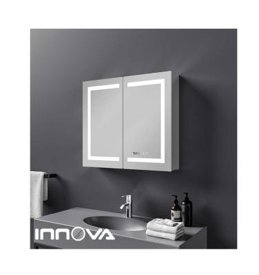 China Modern Magnifying Manufacturer Spot Wall Mounted Bathroom LED Mirror Cabinet With Demister for sale