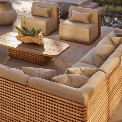 China New Arrival Modern Luxury Teak Wooden Patio Garden Sofa Sets Outdoor Furniture for sale