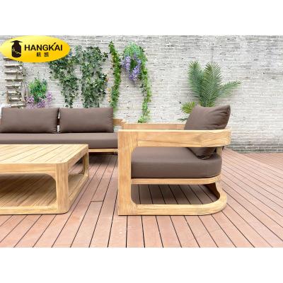 China Modern High End Show Furniture Villa Hotel Room Project Teak Wooden Outdoor Garden Sofa Set for sale