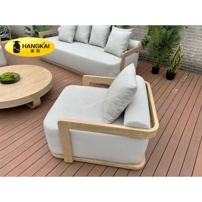 China Modern Factory Direct Outdoor All Weather Patio Teak Wooden Garden Sofa Set for sale