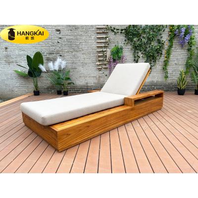 China Modern Pool Side Sea View Hotel Beach Furniture Teak Wood Outdoor Chaise Lounge Sun Sofas for sale