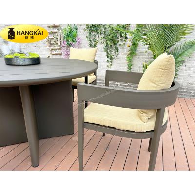 China High End Luxury Modern Villa Hotel Furniture Aluminum Resort Project Outdoor Aluminum Garden Dining Set With Yellow Cushion for sale