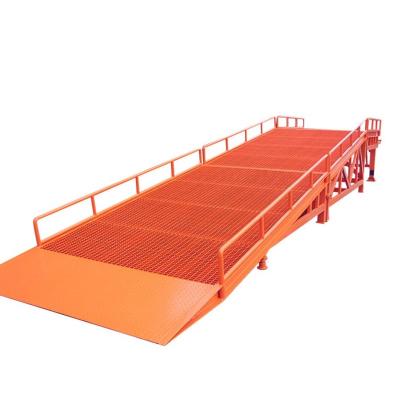 China 8T 10T Manganese Steel Warehouse Adjustable Mobile Portable Metal Dock Car Hydraulic Ramp for Forklift Loading Unloading for sale