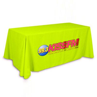 China Trade Show Waterproof Custom Sublimation Printed Logo Polyester Waterproof Fitted Stretch Table Cloth for sale