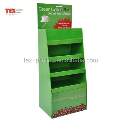 China Supermarket Double Sided Custom Advertising Cardboard Floor Paper Display Rack for sale