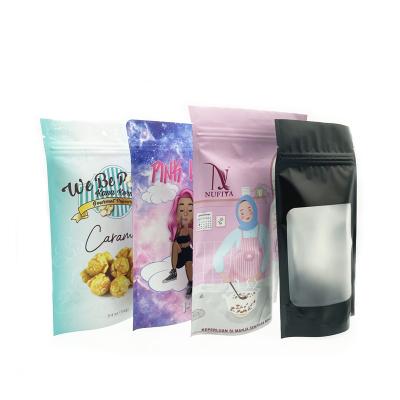 China Disposable Custom Logo Stand Up Pouch For Snack Spice Nut Packaging With Clear Window Zipper Bag for sale