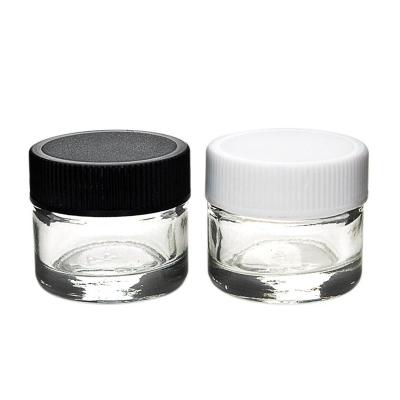 China Premium Glass Jar 5ml Cosmetic Glass Jar Concentrate Container Wax Dab Dry Herb Container With Black Lid DHL Free for sale