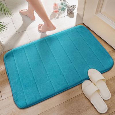 China Hot Selling Bath Mat Viable Home Non Slip Bathroom Rug Soft Coral Fleece Memory Foam Rug for sale