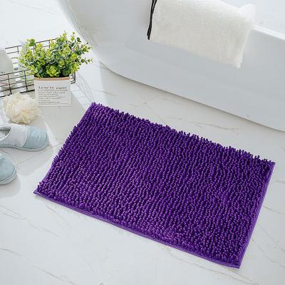 China Durable Anti Slip Chenille Bath Mat Cover Bathroom Chenille Absorb Water White Bathroom Shower Mat for sale