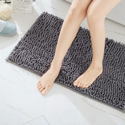 China Durable Custom Ultra Soft Cotton Polyester Microfiber Chenille Non Slip Toilet Floor Shower Bathroom Bath Mat for sale