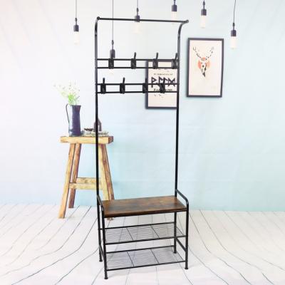 China Wholesale Classic/Postmodern New Porch Vertical Carrier Metal Multifunctional Living Room Bedroom Household Shoe Rack Designs Wood With Coat Rack for sale