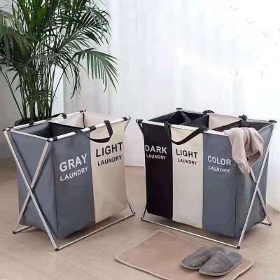 China High Quality Household Eco-Friendly Collapsible Dirty Folding Laundry Hamper Bathroom Basket Clothes X-shape Durable Laundry Hamper for sale