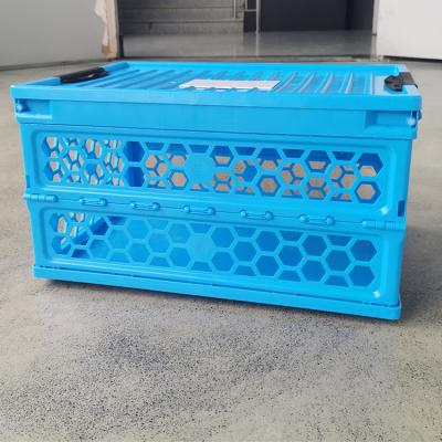 China Plastic Exhaled Collapsible Folding Storage Basket Crate Holder Snack Fruit Boxes Folding Plastic Storage Box for sale