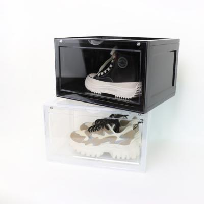 China Hot Selling Viable Front Storage Transparent Plastic Stackable Drop Shoe Box for sale