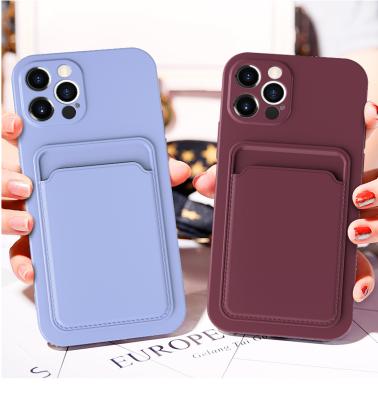 China High Quality Wallet Card Slot Cover Silicone Lens Protect Shockproof Case For iPhone 12 pro max for sale