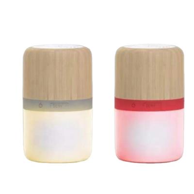 China Portable Mini Speaker 2021 Trend Music Mini Portable Bamboo Led Light Speaker 7 Colorfu BambooWireless Speaker With Led for sale