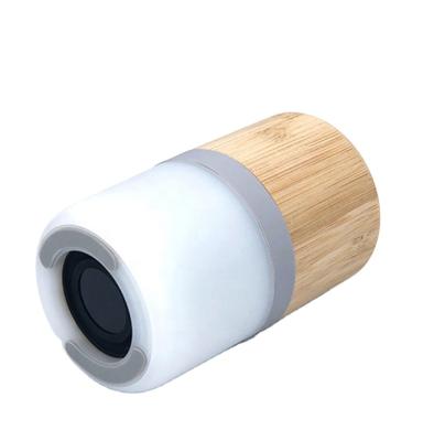 China Portable Music Mini Speaker Portable Wireless Speaker Bamboo Wood Speaker With Led Lamp Custom Llight Logo Bamboo Seaker for sale