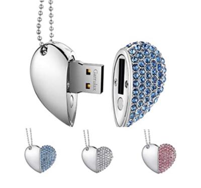 China Custom Logo 16GB 32GB 64GB USB Flash Drive Colorful Jewel Fashion Metal Heart USB Flash Drive USB Stick for sale