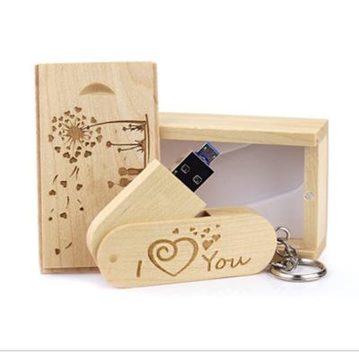 China Rotatable Wooden Custom Logo USB Drive Storage Data USB Flash Drive 8GB 16GB Rotate USB Flash Drive for sale