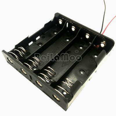 China PP Resin Four Cell 4*18650 Box With Wire Leads Parallel 18650 14.8V Battery Holder for sale