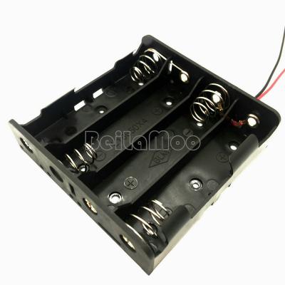 China PP Resin Four Cell 4*18650 Box With Wire Leads 150mm 18650 Series 14.8V Battery Holder for sale