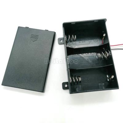 China 3D PP Three Battery Holder With Cover And Lid Wire Leads 150mm 34650 UM1*3 Battery Case for sale