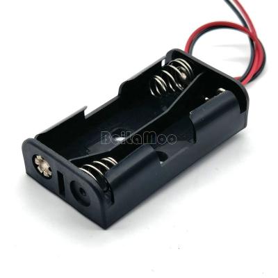 China PP Two AA Cell Box With Wire Leads 150mm UM3*2 Battery Holder 14500 Battery Case for sale