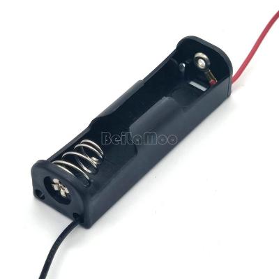 China PP Single One AA Cell Box With Wire Leads 150mm UM3*1 Battery Holder 14500 Battery Case for sale