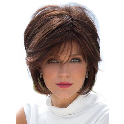 China Dark Brown Natural Short Hair Synthetic Women's Curly Wig Hair Daily Use High Temperature Fiber Wigs for sale