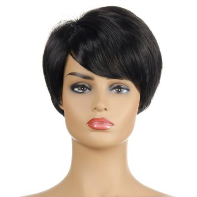 China Natural Black Heat Resistant Fiber Short Curly Hair Synthetic Women Daily Use Wig for sale