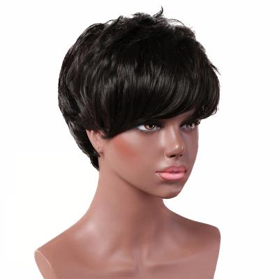 China Straight Short Hair Synthetic Wig For Color Women Black Hair Natural High Temperature Daily Use Wigs for sale