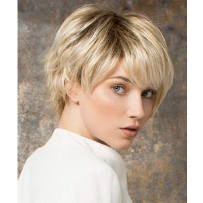 China Light Golden Mixed Natural Heat Resistant Fiber Synthetic Wigs Women Short Straight Hair Short Hair Daily Use Wig for sale