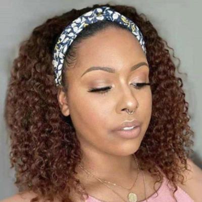 China Natural Fit Headband Wig For Color Women 14 Inches Brown Fashion Short Curly Heat Resistant Synthetic Wigs for sale