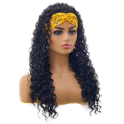 China Natural Fit Headband Wig For Colored Women 22 /30 Inch Long Curly Synthetic Black Fashion Hair Replacement Wigs for sale