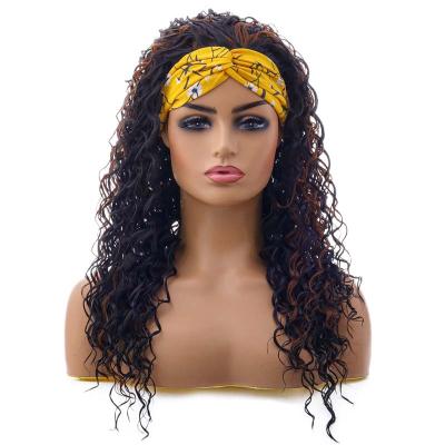 China Hairband Wig Headband Wig For Color Women 20 Inch Long Fashion Curly Synthetic Hair Replacement Wigs for sale