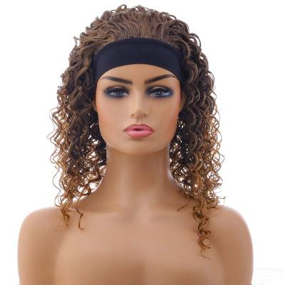 China New Natural Fit Headband Wig For Color Women 16 Inch Fashion Short Curly Synthetic Hair Replacement Wigs for sale