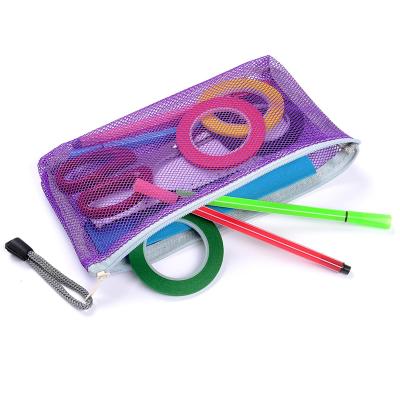 China Schools & Cheap Expanded Transparent Plastic Offices Custom Pencil Bag PVC School Mesh Pencil Case Bags for sale