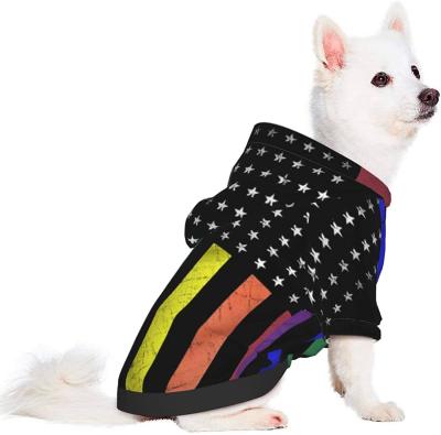 China Dog Viable Hoodie American Flag Pride Pet Clothes Cheerful Sweaters With Hat Printed Style for sale